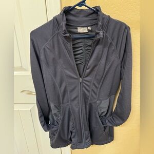 Athleta Revive Ruched Gray Vented Full Zip Jacket. Women's Large.
